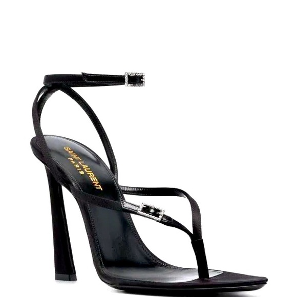 STUNNING Saint Laurent Nadja satin sandals with Crystals embellished Buckles 38 - Picture 4 of 15